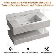 Plantex Floating Vanity for Bathroom/Slab Tile Vanity/Wall Mount Basin with Cabinet/Washbasin Cabinet - 32 x 18 inch (ED-07-Marble Finish)