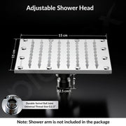 Plantex Stainless Steel Overhead Shower 6 x 6 inch with Water-Saving Technology/High pressure Rain Shower Head without Arm/Bathroom Shower -(Sandwich-Chrome)