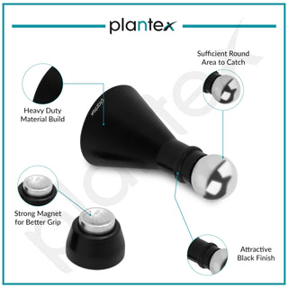 Plantex Door Stopper for Home/High Grade Stainless Steel Door Catcher/5 Inch Door Magnet Stopper/360 Degree Angle Door Magnet for Home/Office/Hotel - (Black)