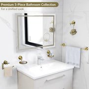 Plantex 304 Grade Stainless Steel Bathroom Accessories Set of 5 - Towel Rod/Hand Napkin Hanger for WashBasin/Soap Case/Toothbrush Holder/Robe Hook - Skyllo (Brass Antique)