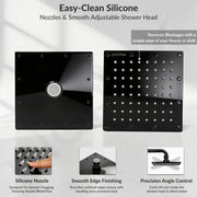 Plantex Stainless Steel Overhead Shower 6 x 6 inch with Water-Saving Technology/High pressure Rain Shower Head without Arm/Bathroom Shower -(Sandwich-PVD Black)