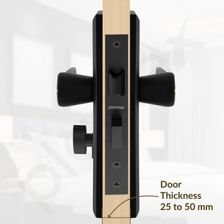Plantex Door Handle Lock/Main Door Lock Set/6-Lever Lock Mechanism Mortise Lock with 3 Keys/Brass Lock Body & Cylinder (PTP-07, Black & Gold)