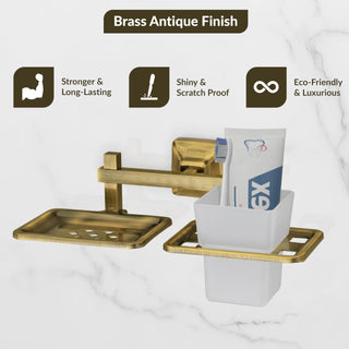 Plantex 304 Grade Stainless Steel Soap and Brush Holder Stand for Bathroom and Wash Basin/Bathroom Accessories - Squaro (Antique)