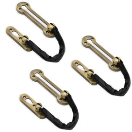 Plantex Door Chain Lock for Main Door/Door Safety Chain/Door Chain Latch/Door Lock for Kids Safety/Chain Lock for Door with Rubber Grip - Pack of 3 (Brass Antique)