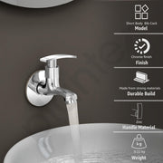 Plantex Single Lever Bib Cock Water Tap for Bathroom with Wall Flange and Teflon Tape/Wash Basin Tap for Home/Tap for Bathroom with Water Saving Aerator-(Samar-Chrome)