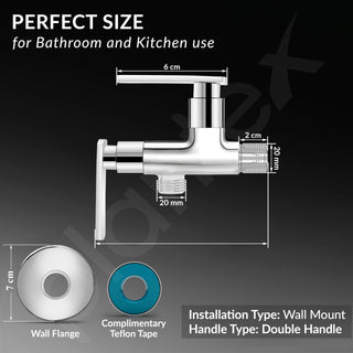 Plantex Pure Brass 2 way angle valve/Angle Cock for Bathroom with Wall Flange and Teflon Tap - Pack of 1 (Chrome, 3520)