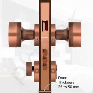 Plantex Heavy Duty Door Lock/Main Door Mortise Lock Handle/Handle Set for Home/Office/Door Accessories (Rose Gold)