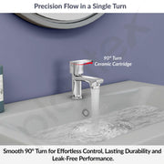 Plantex Pillar Tap for Wash Basin with Water Saving Aerator and Brass Spindle/Quarter Turn Basin Tap with Teflon Tape/Pillar Cocke for Wash Basin - Pack of 1 (Saga, Chrome)