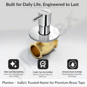 Plantex 25 mm Pure Brass Flush Valve with Teflon Tape & Brass Wall Flange for Commercial & Residential Use-7 Year Warranty (ICO-920-Chrome)