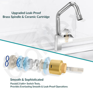 Plantex Pure Brass Sink Tap for Kitchen with 360° Swivel Spout/Kitchen Sink Tap with Water Saving Aerator-7 Year Warranty (PRI-313-Mirror-Chrome Finish)