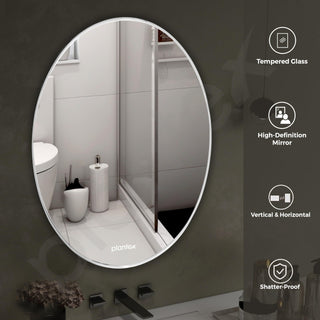 Plantex Frameless Oval Mirror for Wall/Bathroom/Dressing Room/Living Room/Bedroom/Entryway - Bathroom Accessories (18 X 24 Inch)