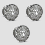 Plantex Lion Face Knobs for Drawer | Kitchen Cabinet Pulls Handles for Wardrobe | Round Drawer Pulls - Pack of 3 Pieces (Silver)