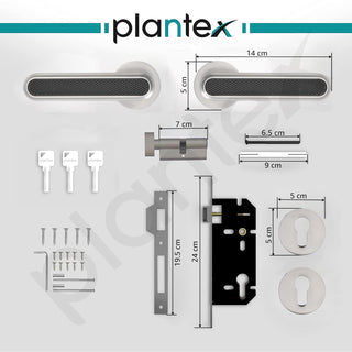 Plantex Main Door Lock/Mortise Lock for Door with 3 Years of Warranty - Robust Door Lock for Home with Brass Lock Body & Cylinder(Satin & Black Finish)