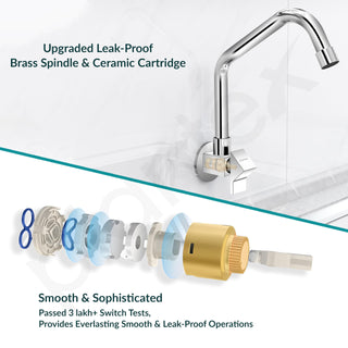 Plantex Kitchen Taps for Home Sink with Water Saving Nozzle for Kitchen Tap/360° Swivel Spout for Sink Tap for Basin with Brass Wall Flange -(PRI-311-Chrome)