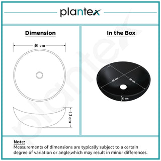 Plantex Platinum Ceramic Tabletop Round Wash Basin/Countertop Bathroom Sink/Tabletop Wash Basin(Black, 15.5 x 15.5 x 5 Inch)