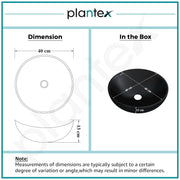 Plantex Platinum Ceramic Tabletop Round Wash Basin/Countertop Bathroom Sink/ Tabletop Wash Basin(Black, 15.5 x 15.5 x 5 Inch)
