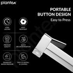 Plantex Hygienic Toilet Combo/ Polypropylene Toilet Seat Cover for Bathroom/ Pure Brass Health Faucet set with 1.20 meter Hose Pipe for Toilet with Wall Hook - Combo (Chrome)
