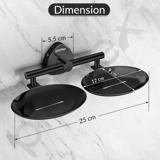 Plantex J4 Stainless Steel Double Soap Dish for Bathroom/Soap Holder for Bathroom/Wall Mounted Soap Holder/Bathroom Accessories (PVD Black Finish) Angel