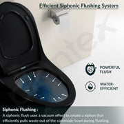 Plantex Ceramic Toilet for Commode/Siphonic Vacuum Jet Flush Ceramic Western Commode/One Piece Western Toilet with Soft Closing Toilet Seat - S Trap (Black)