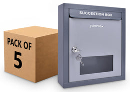 Plantex All in One Multipurpose use - Letter Box/Mail Box/Suggestion Box for Office/Post Box for Gate Home/Donation Box/Complaint Box with Lock - Pack of 5 - (Grey), Table Top or Wall Mount