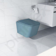 Plantex Imported Ceramic Commode/ Western Toilet/ Wall Hanging Commode for Bathroom with Soft Closing Toilet Seat Cover- P Trap (Harmony Blue)