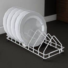 Plantex Stainless Steel Plate Stand for Kitchen Cabinet/Dish Organizer for Kitchen/8 Slot Plate Rack Holder-(Size-4 inches, Slot- 8, Pack of 1), 35x15x13 cm