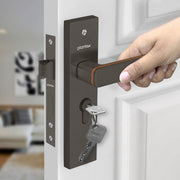 Plantex Heavy-Duty Main Door Mortise Lock Handle Set with 3 Keys, Brass Lock Body & Cylinder (8125 - Grey & PVD Choco)