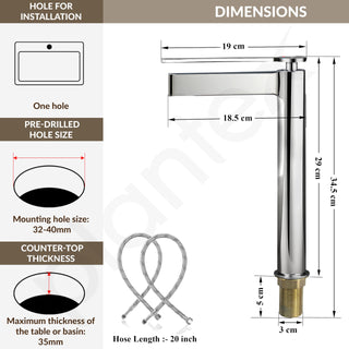 Plantex Pure Brass Pillar tap for wash Basin/Mixer tap for Bathroom/Wash Basin Tap/Faucet for Wash Basin- (7878-Chrome)