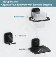 Plantex Cute 304 Grade Stainless Steel Towel Rack for Bathroom/Soap Holder/Napkin Ring/Tumbler Holder/Robe Hook/Bathroom Accessories - Black