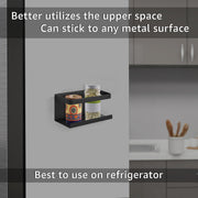 Plantex Magnetic Refrigerator Shelf/Kitchen Organiser Storage Magnetic Spice Shelf For Fridge/Organiser for Refrigerator(Carbon Steel,Black)