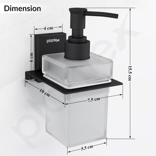 Plantex 304 Grade Stainless Steel Liquid Soap Dispenser for Bathroom/Frosted Glass Liquid Shampoo Dispenser/Hand wash Dispenser/Bathroom Accessories - Pack of 1 (Crystal, Black)
