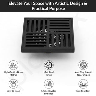 Plantex Solid Brass Floor Drain/Bathroom Floor Drain/Drain Jali with Anti Foul Cockroach Trap - (Brass Antique, 5 x 5 Inch)