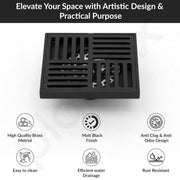 Plantex Solid Brass Floor Drain/Bathroom Floor Drain/Drain Jali with Anti Foul Cockroach Trap - (Brass Antique, 5 x 5 Inch)