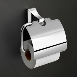 Plantex Paper Holder for Bathroom/Pure Brass Toilet Paper Holder with Lid/Tissue Paper Roll Holder/Bathroom Accessories - Pack of 1 (APS-DL-21, Chrome)