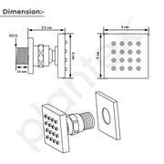 Plantex Brass Body Jet Shower for Bathroom/Wall Mounted Square Rain Shower Body Jet/High Pressure Massage Spray Jet - Pack of 6 (Chrome, BSH-022)