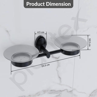 Plantex 304 Grade Stainless Steel Double Soap Holder/Dish/Stand for Bathroom and Wash Basin/Bathroom Accessories - Oreva (Black)