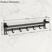 Plantex Stainless Steel Folding Single Towel Rod with Hooks/24 Inch Towel Holder for Bathroom/Towel Hanger/Towel Stand/Bathroom Accessories - (APS-1317, Black)