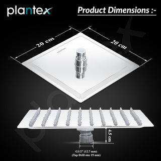 Plantex Stainless Steel Shower Head for Bathroom/8 x 8 inch Square Overhead Shower without Arm/Adjustable Bathroom Shower-(Ultra Slim-Chrome)