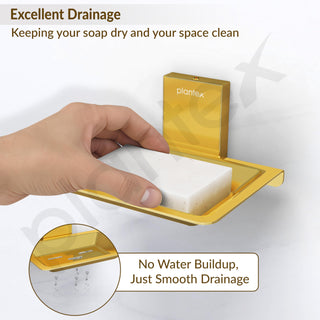 Plantex 304 Grade Stainless Steel Soap Dish/Soap Holder/Soap Stand/Soap Case/Soap Storage for Bathroom/Bathroom Accessories - Crystal (PVD Gold)