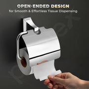 Plantex Paper Holder for Bathroom/Pure Brass Toilet Paper Holder With Lid/Tissue Paper Roll Holder/Bathroom Accessories - Pack of 1 (APS-DL-21, Chrome)