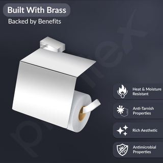 Plantex Super Brass Toilet Roll Holder for Bathroom/Tissue Roll Holder for Washroom/Toilet Paper Holder for Bathroom Accessories - Arrete (Chrome)