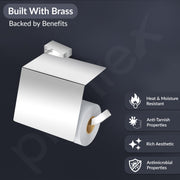 Plantex Super Brass Toilet Roll Holder for Bathroom/Tissue Roll Holder for Washroom/Toilet Paper Holder for Bathroom Accessories - Arrete (Chrome)
