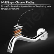 Plantex 11-Inch S-Shaped Shower Arm for Overhead Shower/Stainless Steel Shower Pipe/Wall Mount Bathroom Fitting with Â½-Inch Thread - Pack of 1 (Chrome)