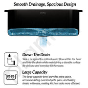 Plantex Matt Quartz Kitchen Sink/UV Protected Kitchen Sink/Undermount Sink For Kitchen/Granite Single Bowl Sink With Coupling (Nano Black, 20X30 Inches)