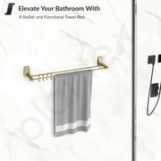 Plantex 304 Grade Stainless Steel 24 inch Dual Towel Rod/Towel Holder/Towel Hanger/Bathroom Accessories - Crystal (Brass Antique)