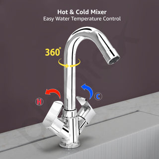 Plantex Basin Mixer Tap for Bathroom/Tap for Wash Basin with Water Saving Aerator/Pillar Tap - (CRM-1280-Chrome)
