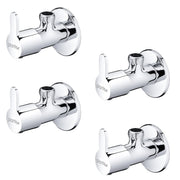 Plantex Pure Brass FLO-805 Angle Valve for Bathroom with Brass Wall Flange & Teflon Tape/Angular Stop Cock for Wash basin/Health Faucet- [Pack of 4 -Chrome]