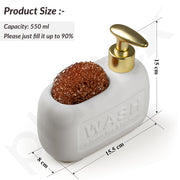 Plantex Ceramic Soap Dispenser with Scruber/Liquid Soap Dispenser/Sink Dish Washing Soap Dispenser Set/Soap Dispenser for Wash Basin Ceramic - Bathroom Accessories