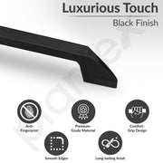 Plantex Cabinet Handle/Kitchen Cabinet Door Handle/Wardrobe/160 mm Cupboard Handle/Door Pull-Push Handle for Home/Office - Pack of 2 (Black)