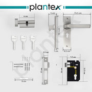 Plantex Heavy-Duty Door Lock/Main Door Lock Handle Set/Mortise Lock with 3 Keys, Brass Lock Body & Cylinder (Steel Satin & Chrome)